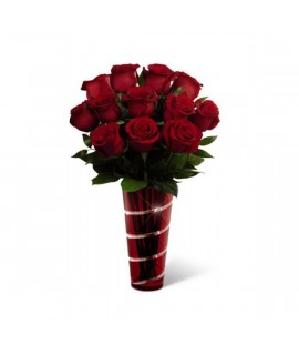 Le bouquet en amour avec des roses rouges